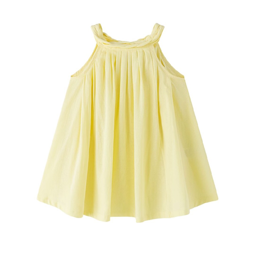 Vestido niña verano cuello trenzado amarillo 95860