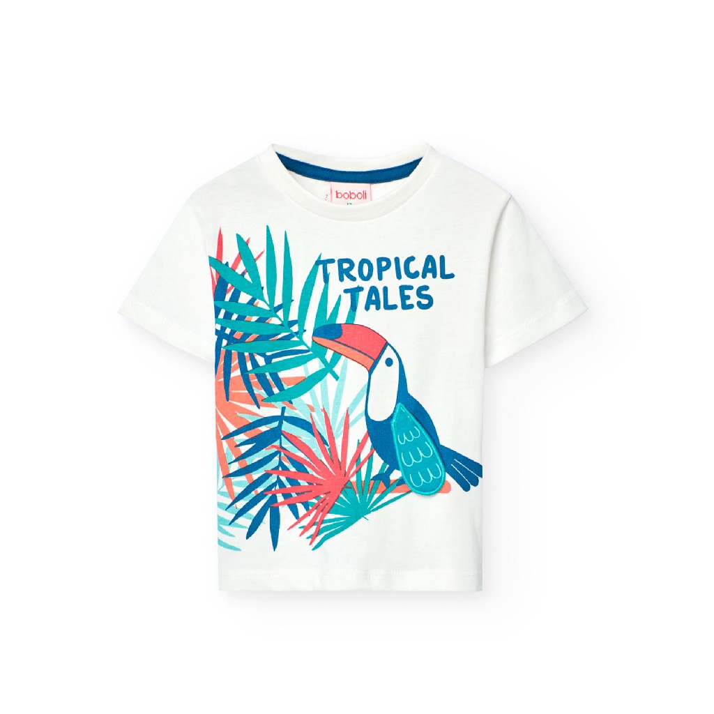 Camiseta niño algodón tropical blanca 321039