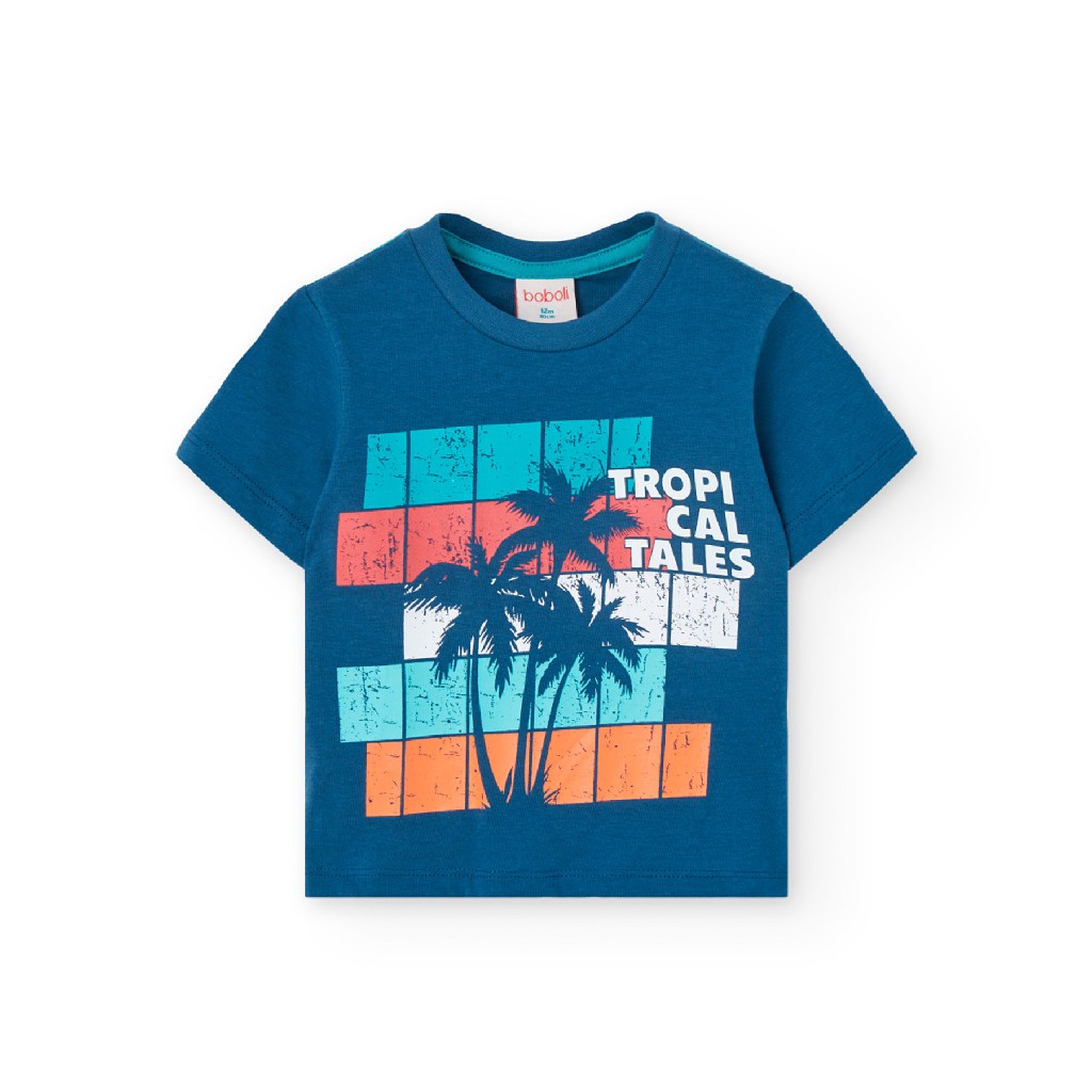 Camiseta niño algodón tropical azul 321062