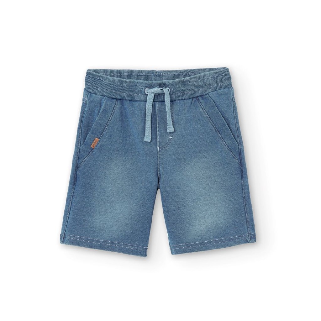 Pantalón corto niño felpa denim elástico 590352