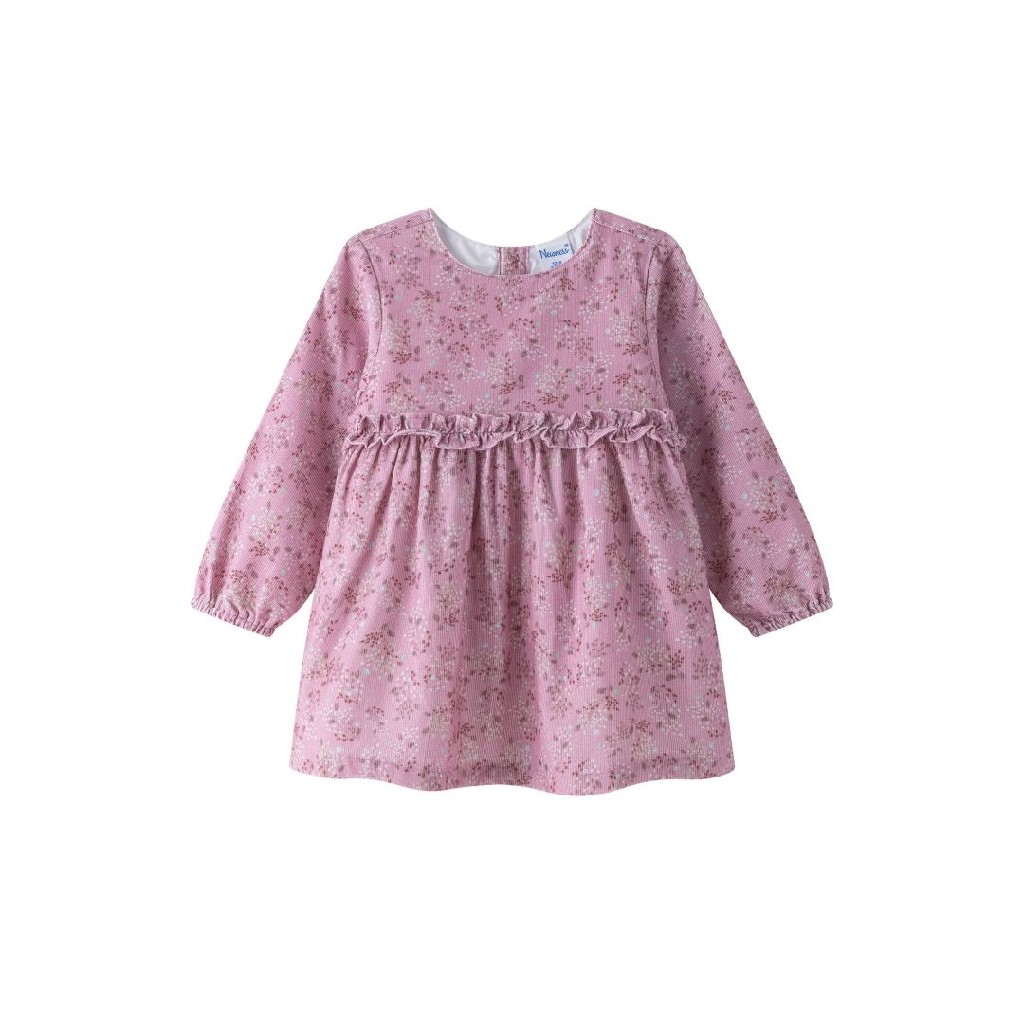 Vestido bebe niña de micropana con estampado de flores color rosa 9550